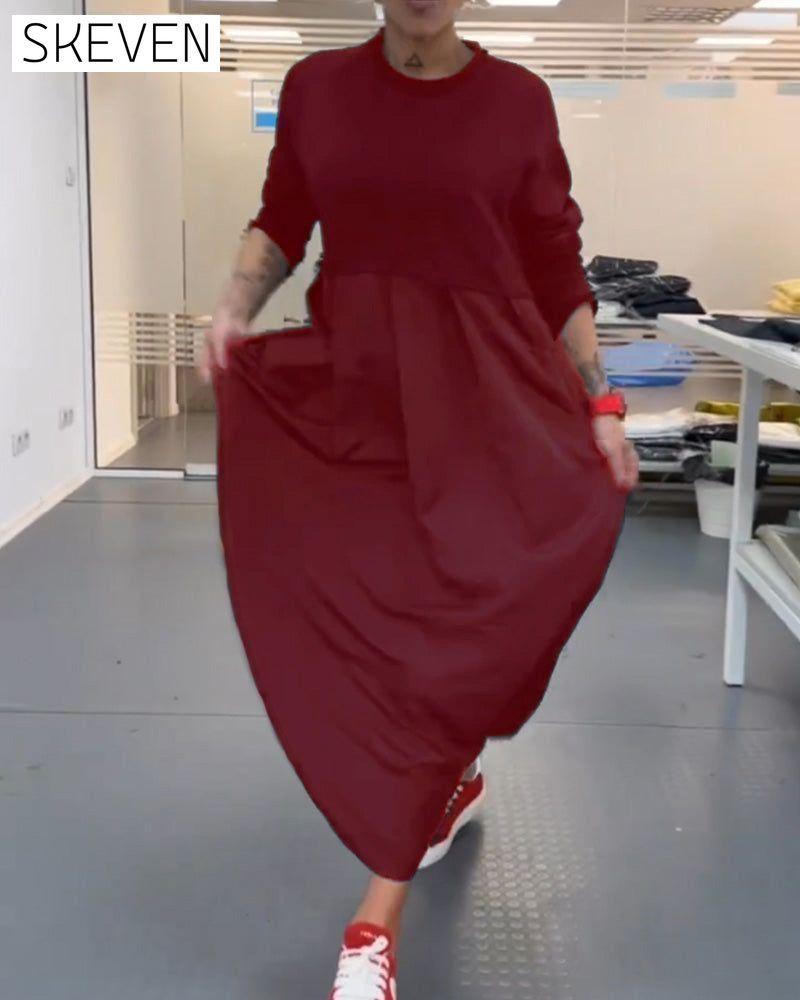 Maxi Solid Color Casual Dress 2023 f/w casual dresses Clothes discount Dresses spring