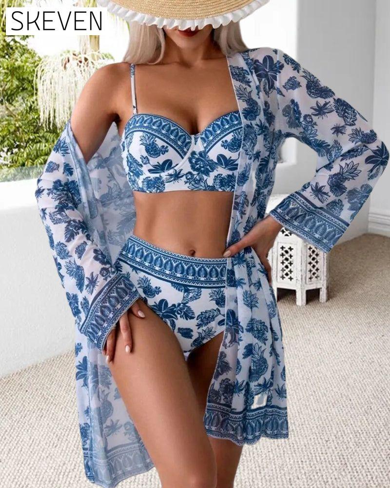 Botanical print bikini cover-up triangle swimsuit bikinis cover-ups summer