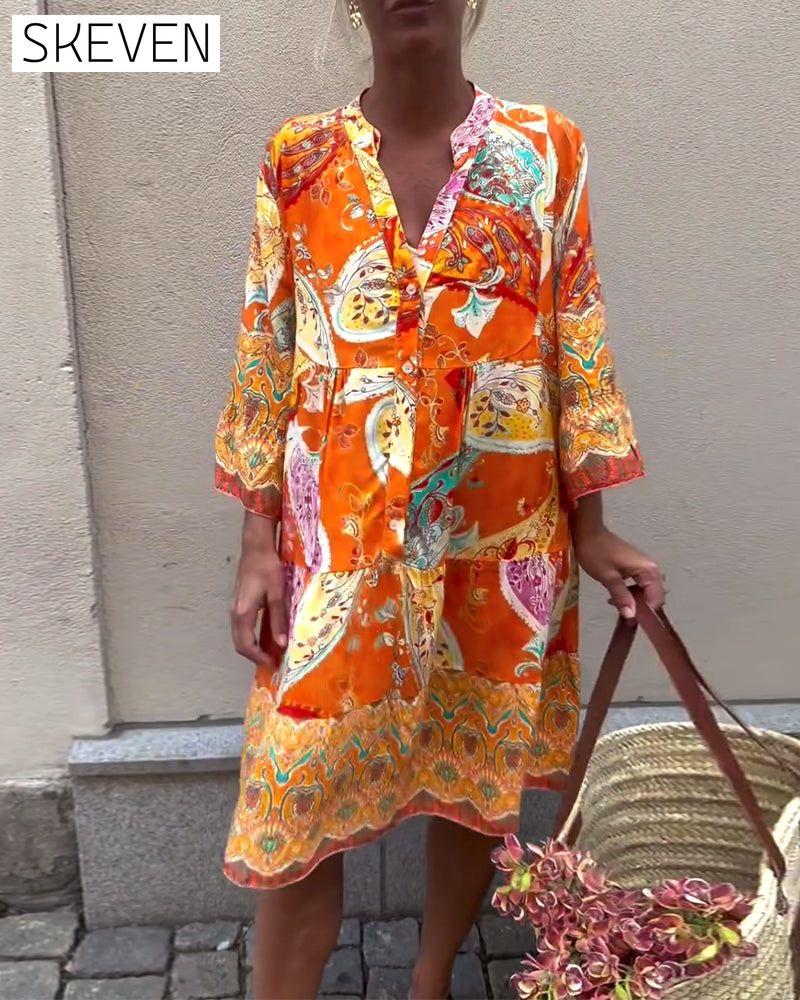 Kleid im Boho-Stil mit Print