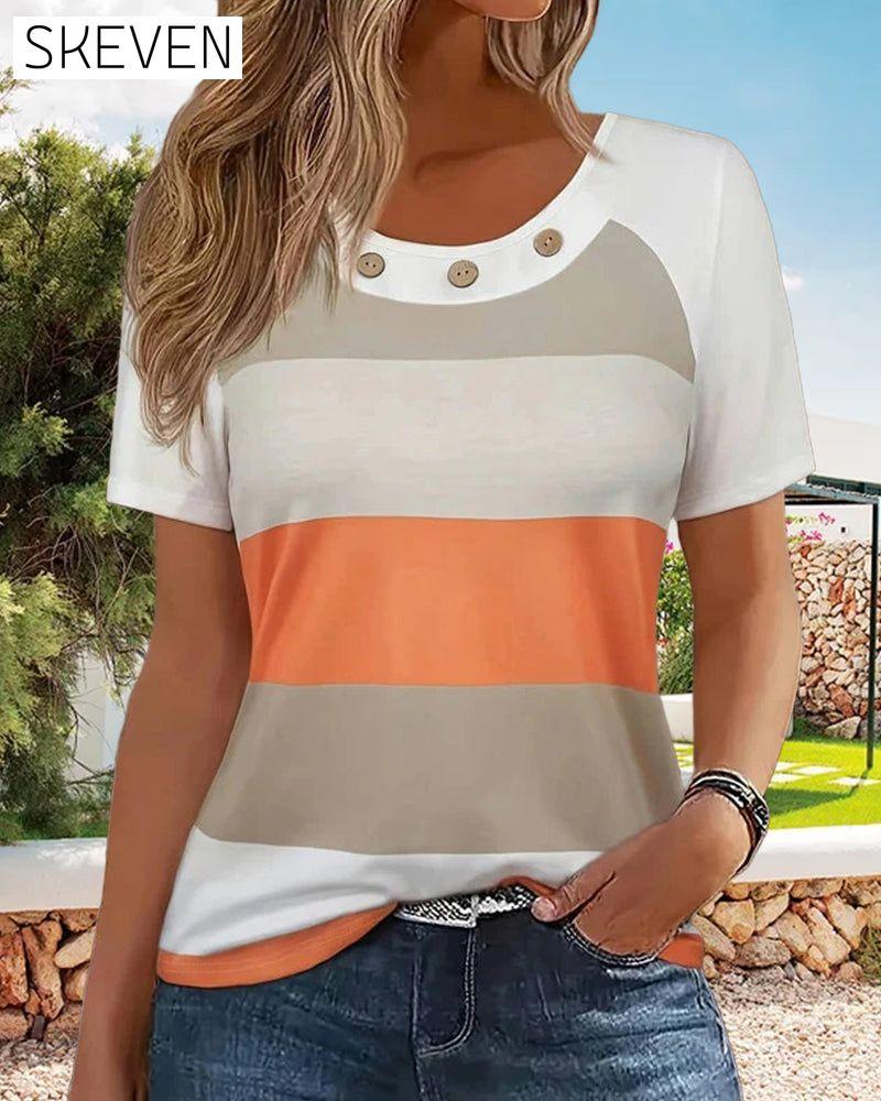 Casual Striped Short-Sleeved T-Shirt