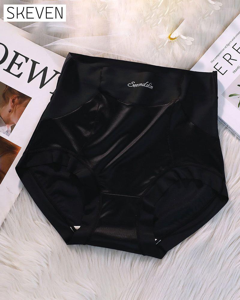 Women's High Waist Ice Silk Satin Seamless Sexy Hip Lift Tummy Control Panties