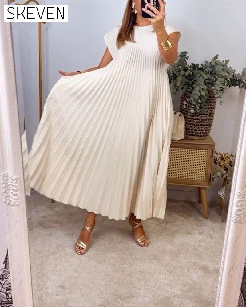 Sleeveless pleated simple solid color dress 2023 f/w 23BF casual dresses spring summer