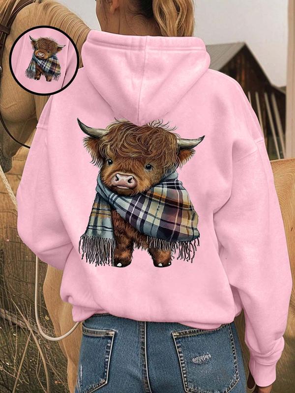 🎄🎅2026 CHRISTMAS SALE 70% OFF!!🎁Cute Highland Cow Cozy Fleece-Lined Hooded Sweatshirt🦬