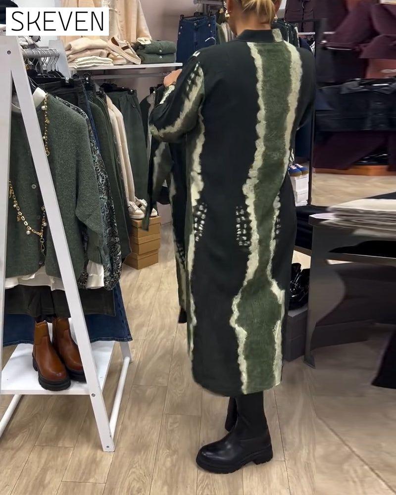 Hemdblusenkleid mit Stehkragen und Knopfleiste, bedruckt