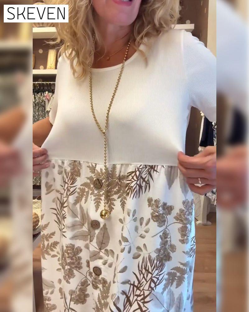 Casual Temperament Printed Round Neck Dress