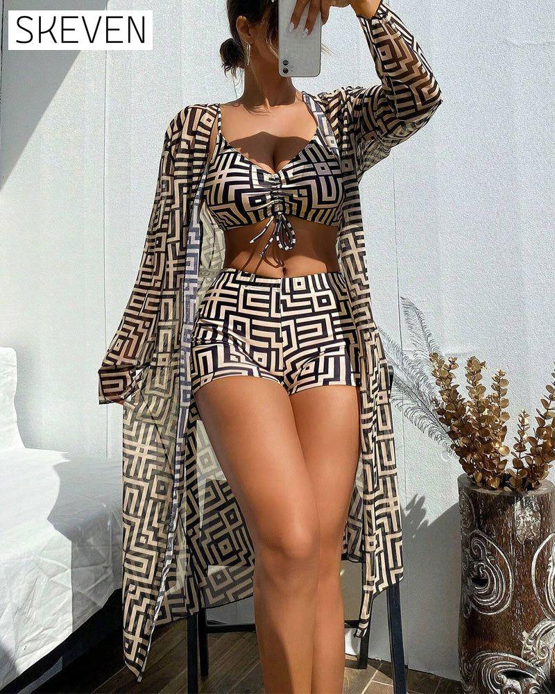Maillot de bain trois pièces taille haute