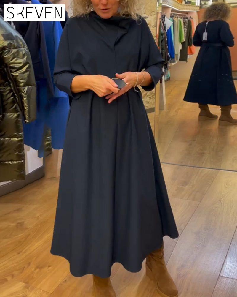 robe décontractée à poches de couleur unie