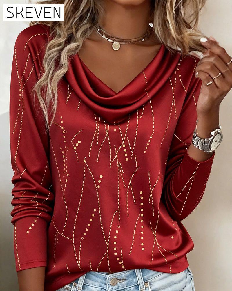 Cowl Neck Fashion Printed Top
