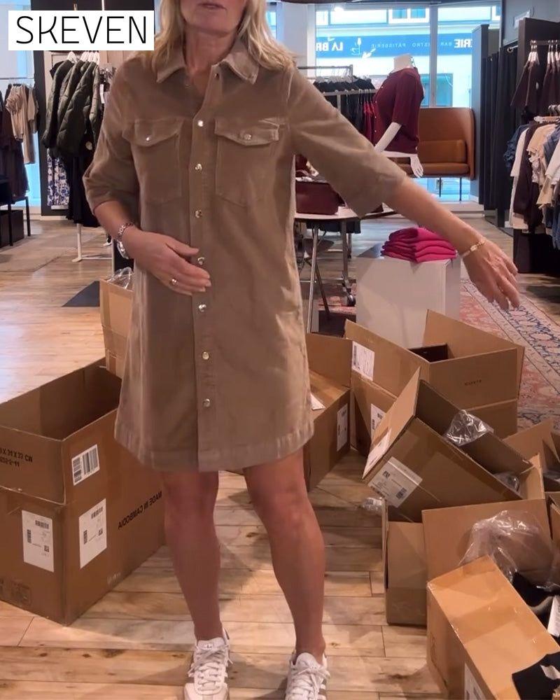 Half-Sleeved Solid Color Dress