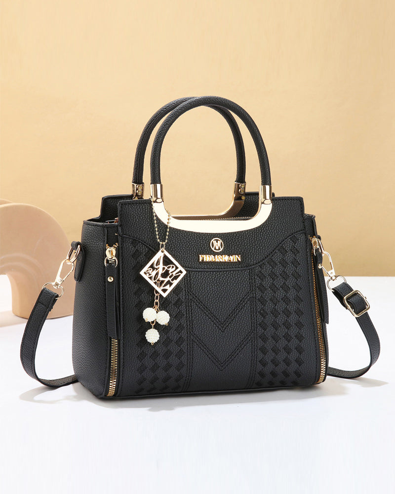 Women's V-Stitched Top-Handle Satchel Bag