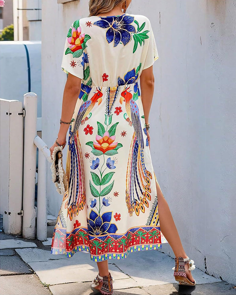 Bohemian Print Vacation Maxi Dress