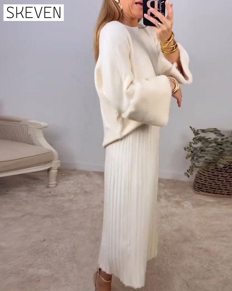 Elegant Solid color pullover with long sleeve