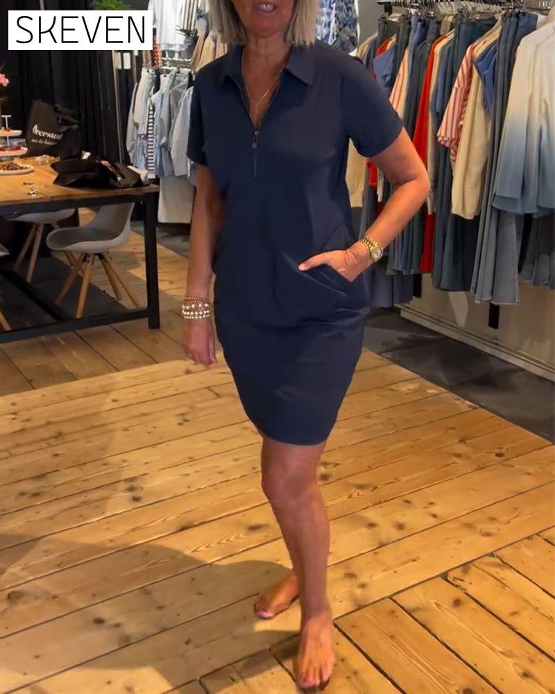 Lapel Zipper Dress