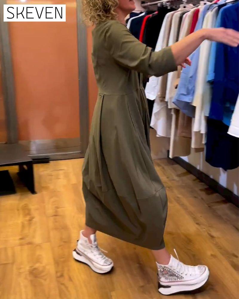 Round Neck 2/3 Sleeve Dress