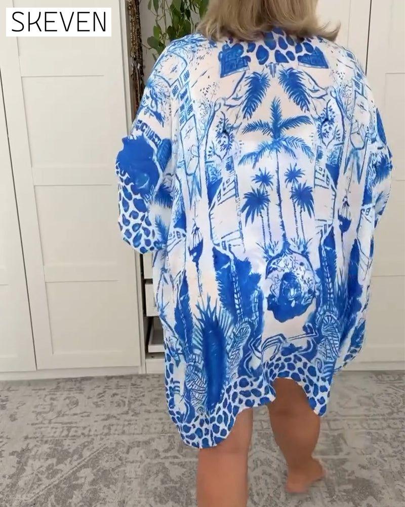 Maillot de bain trois pièces imprimé avec protection solaire