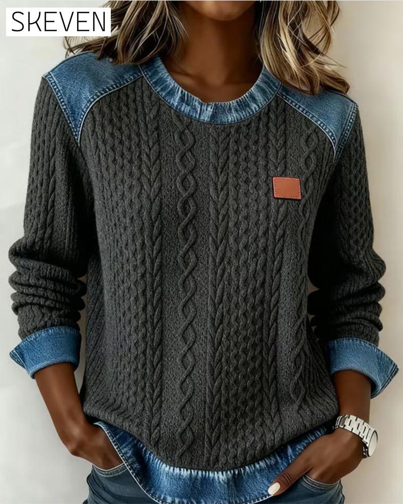 Sweatshirt mit Farbblock-Design und Rundhalsausschnitt