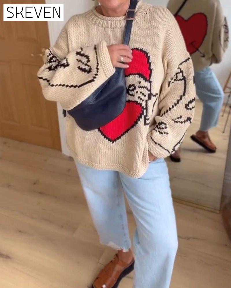 Love pattern casual sweater