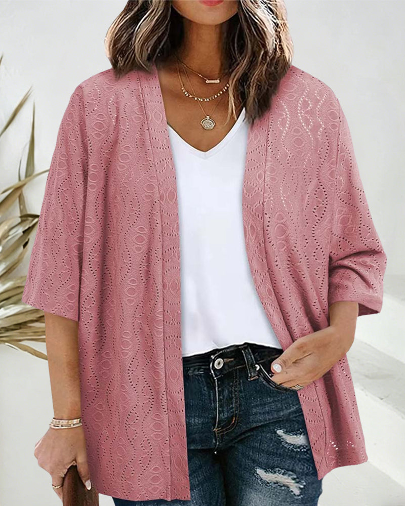 Hollow Out Short Sleeve Coat