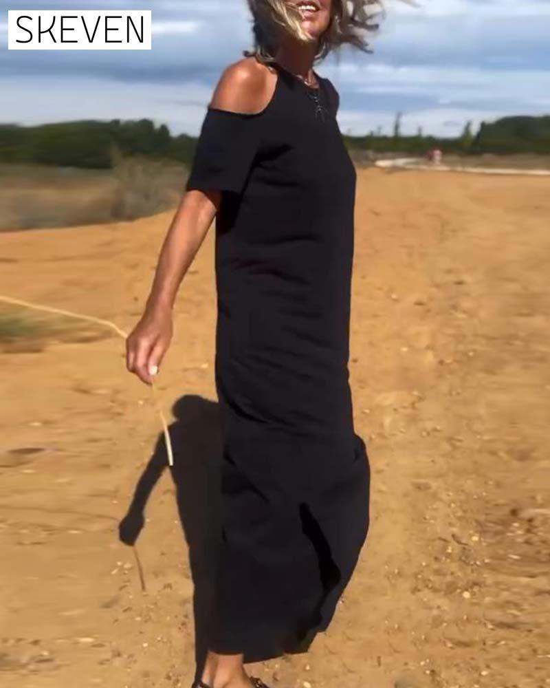 Modisches, lässiges, schulterfreies, figurbetontes Kleid