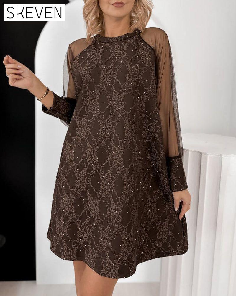 Langärmeliges Strasskleid