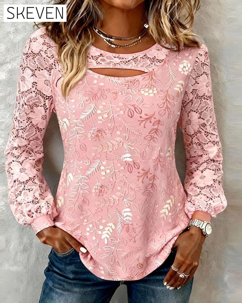 Blouse patchwork ajourée tendance