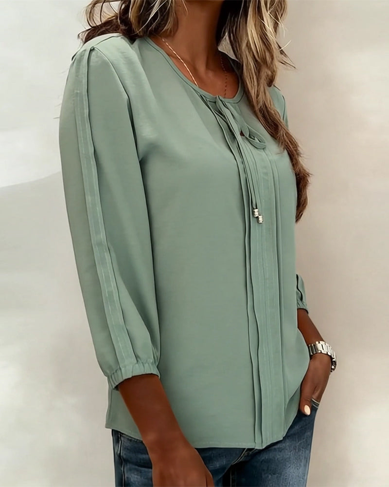 Stylish Lace-Up Accordion Pleated Top