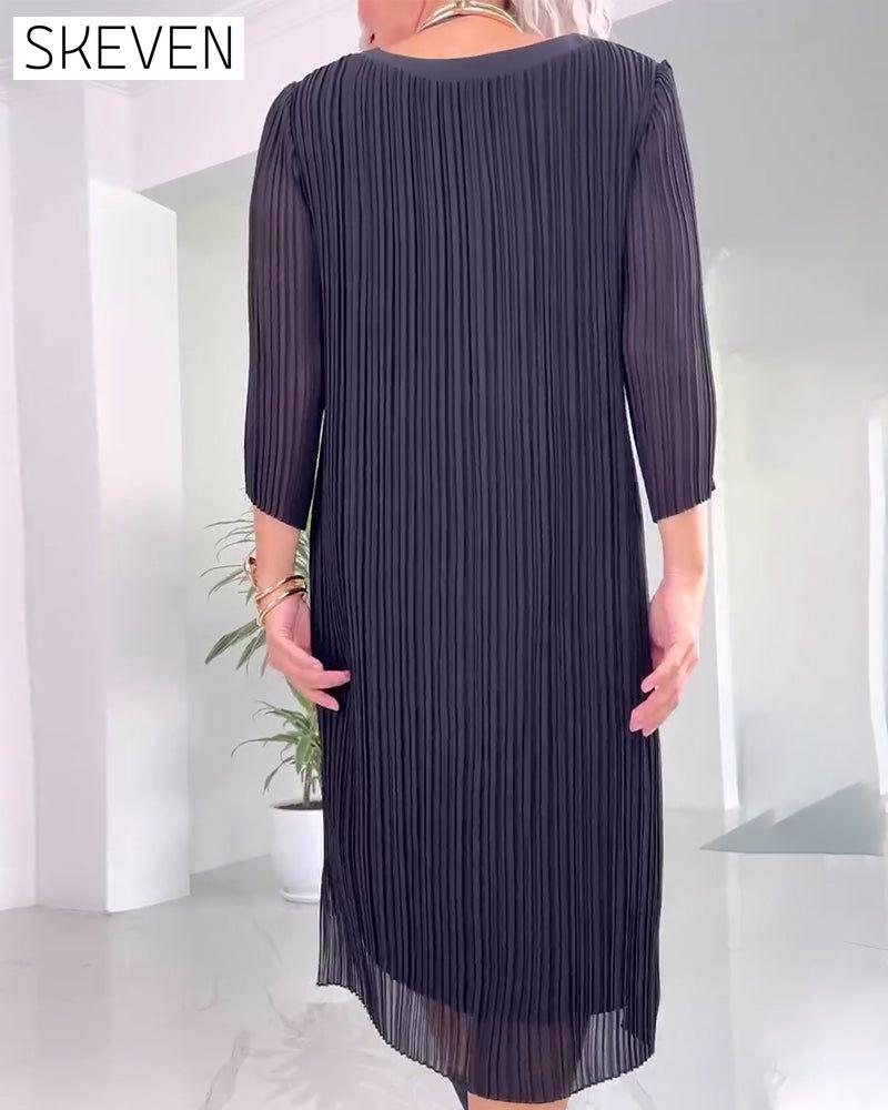 Freizeitkleid in Unifarbe mit Schlitz