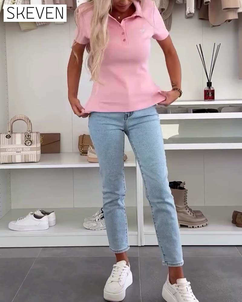 Polo à revers uni coupe slim