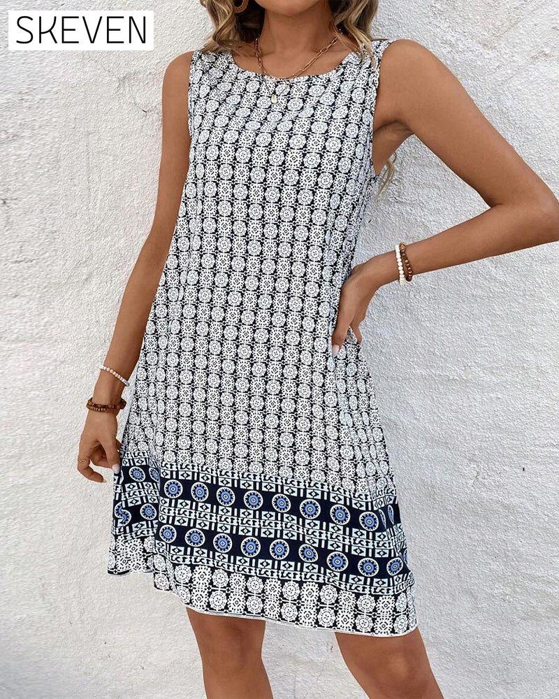 Robe droite imprimée sans manches