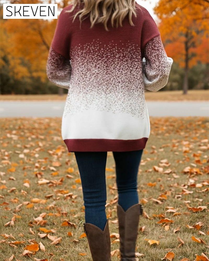 Cowl Neck Gradient Pattern Pullover