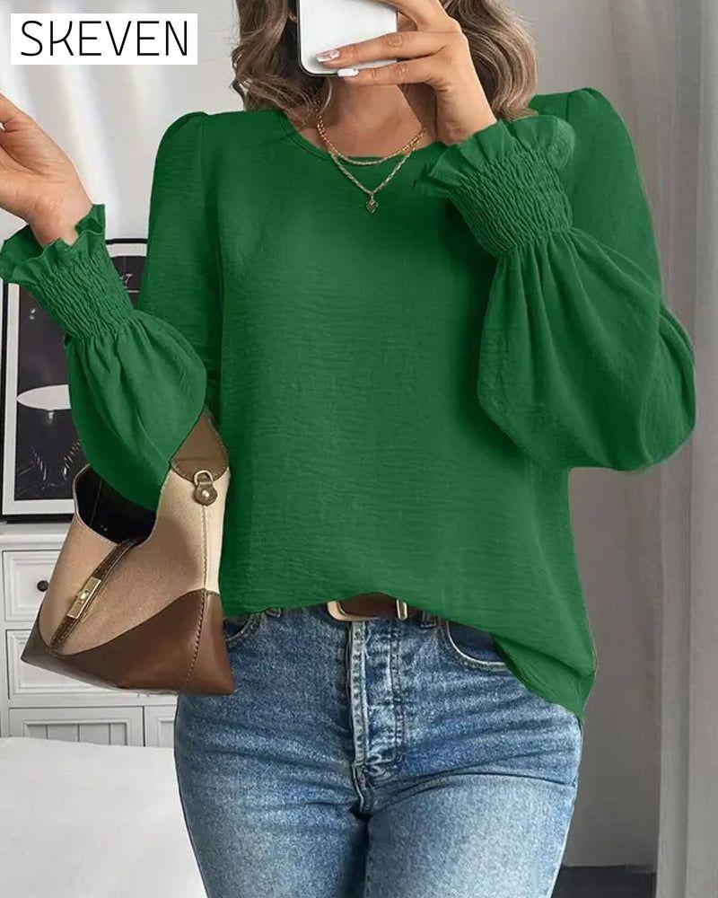 Women's Plain Casual Round Neck Top