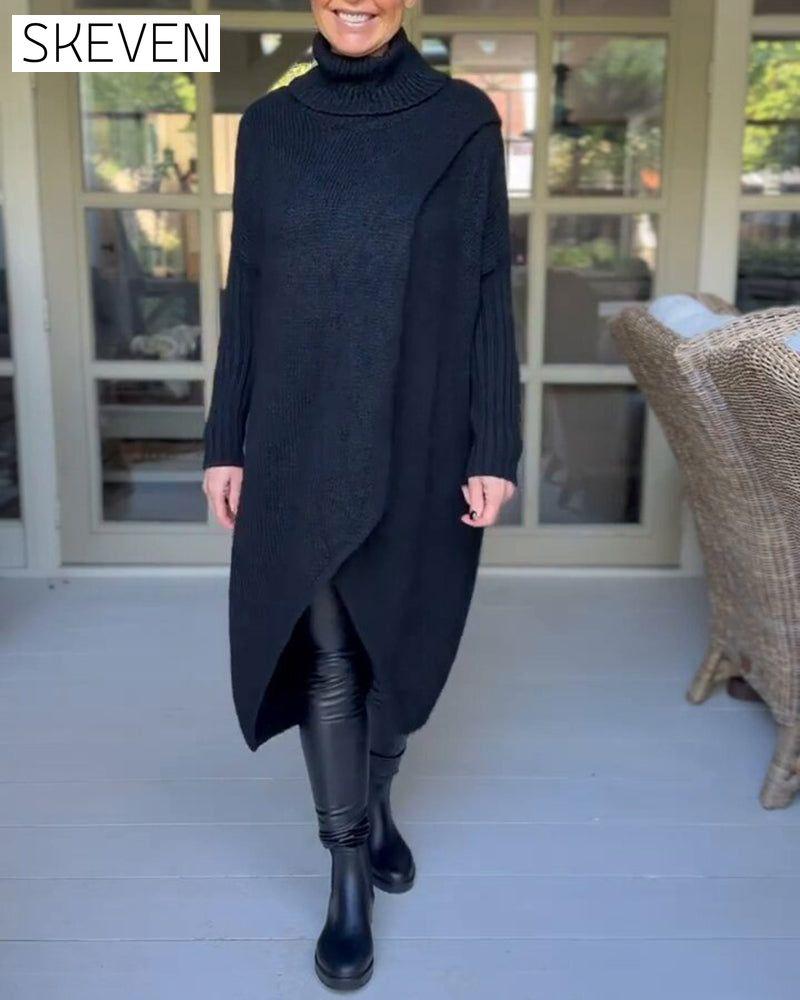 High neck long pullover