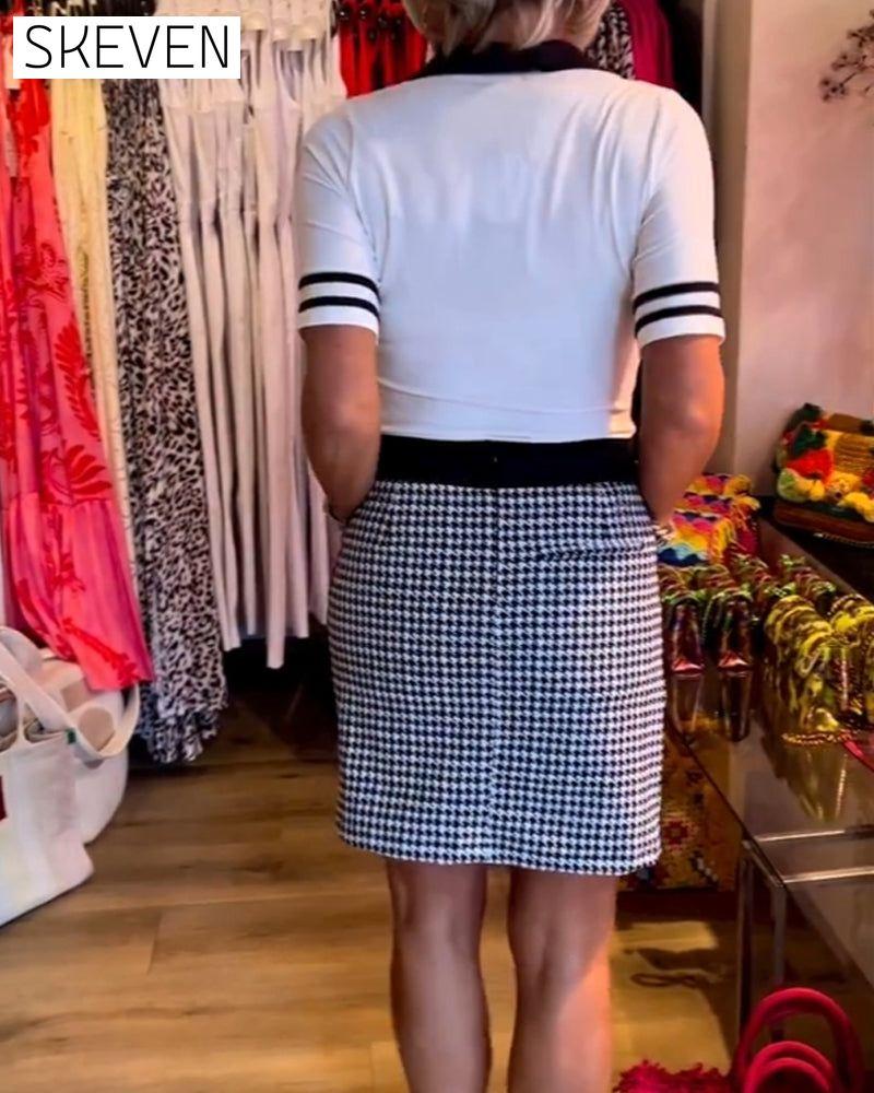 Houndstooth patchwork dress