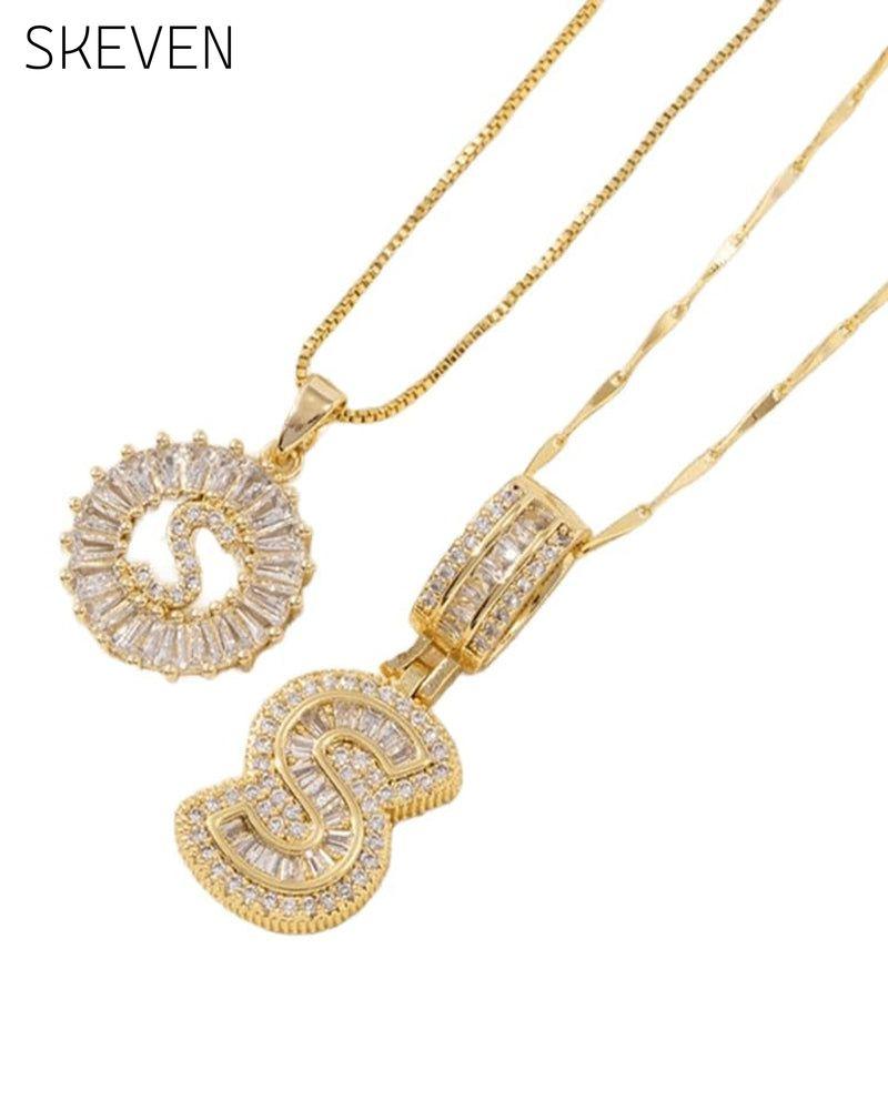 Initial Letter Pendant Necklaces -2 Pack