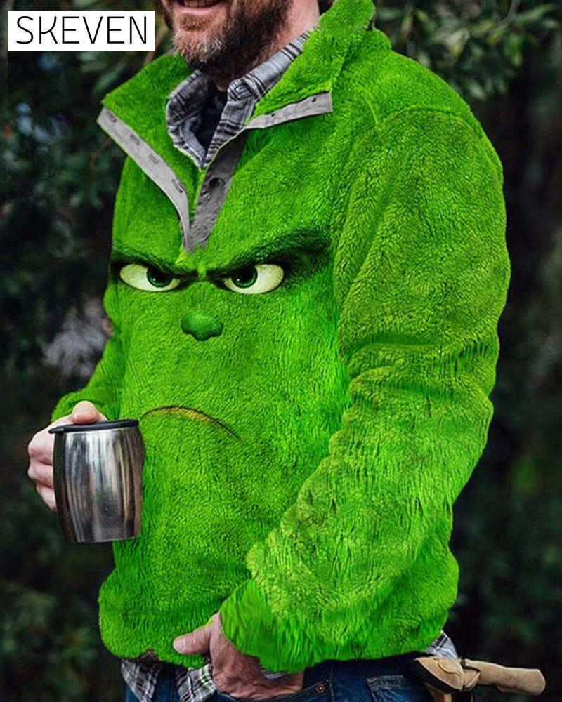 Men's Casual Fun Christmas Print Sweatshirt 2024 f/w Green Grinch grinch sweatshirts man