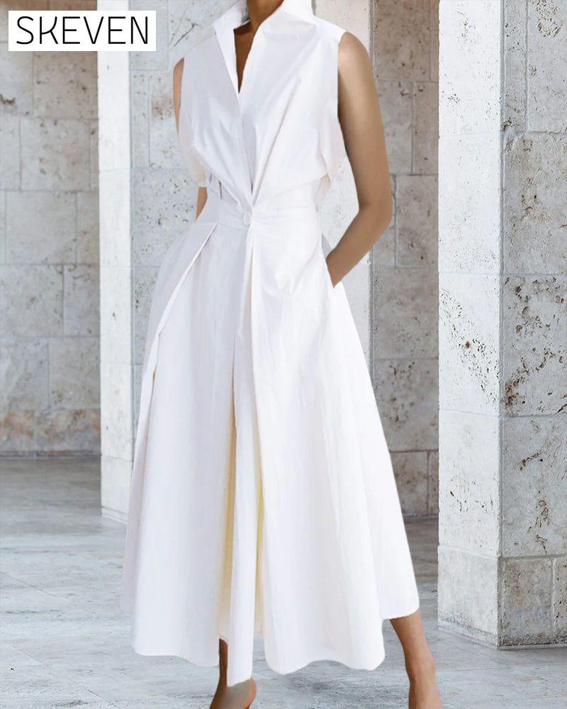 Ärmelloses Kleid mit Stehkragen