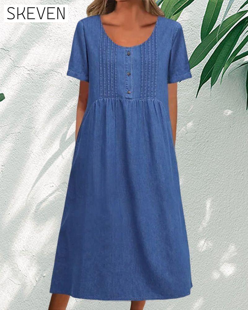 Denim short sleeve dress 23BF Casual Dresses Clothes Dresses