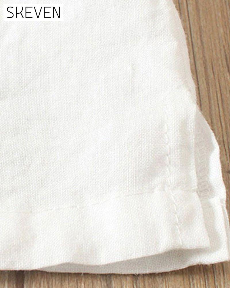 Solid Color Button Short Sleeve Top