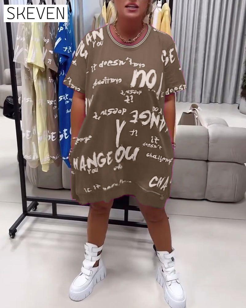 Loose Letter Print Dress