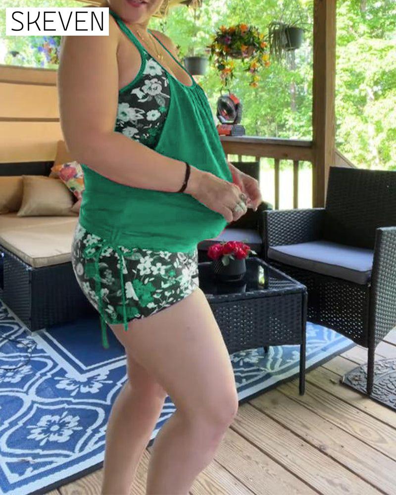 Printed Suspender Boxer Swimsuit