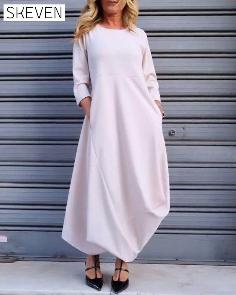 Simple solid color pocket dress 2023 f/w 23BF casual dresses Clothes Dresses spring