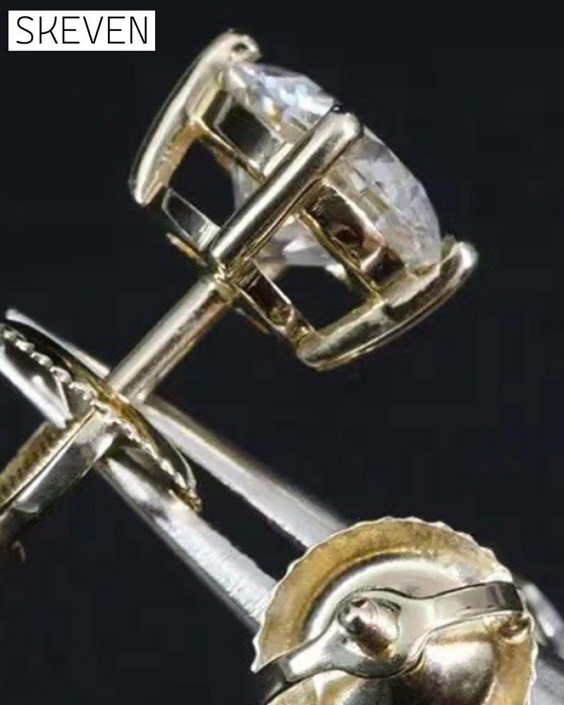 Klassische runde Zirkon-Ohrstecker