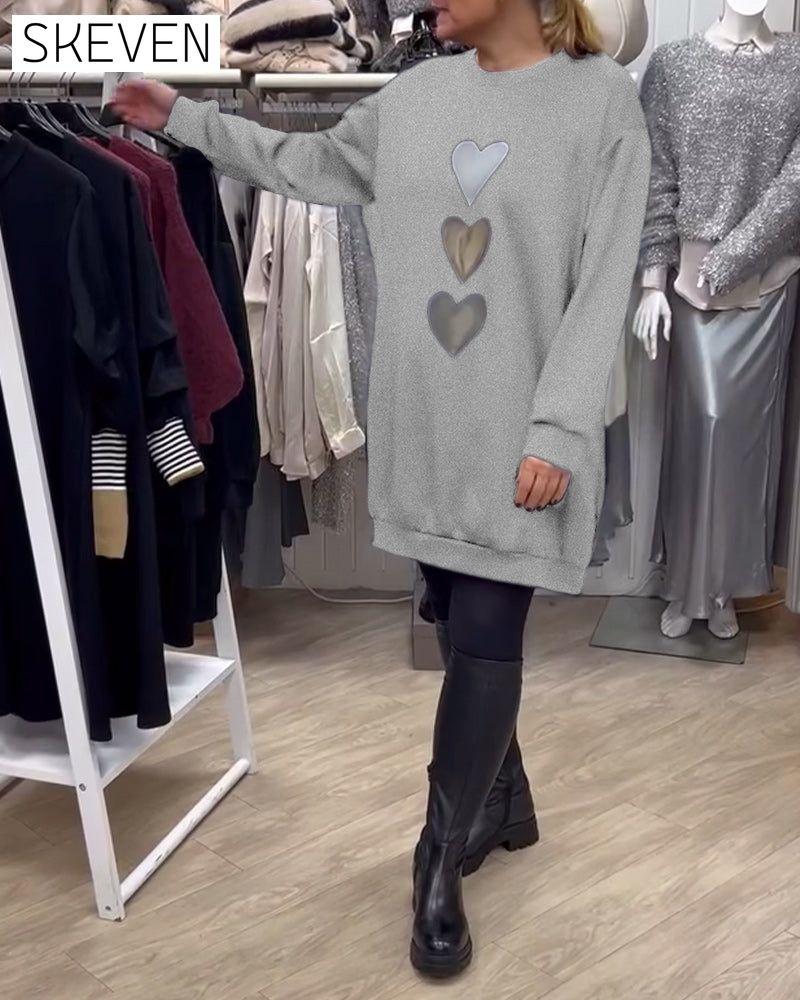 Casual Heart Pattern Shift Dress
