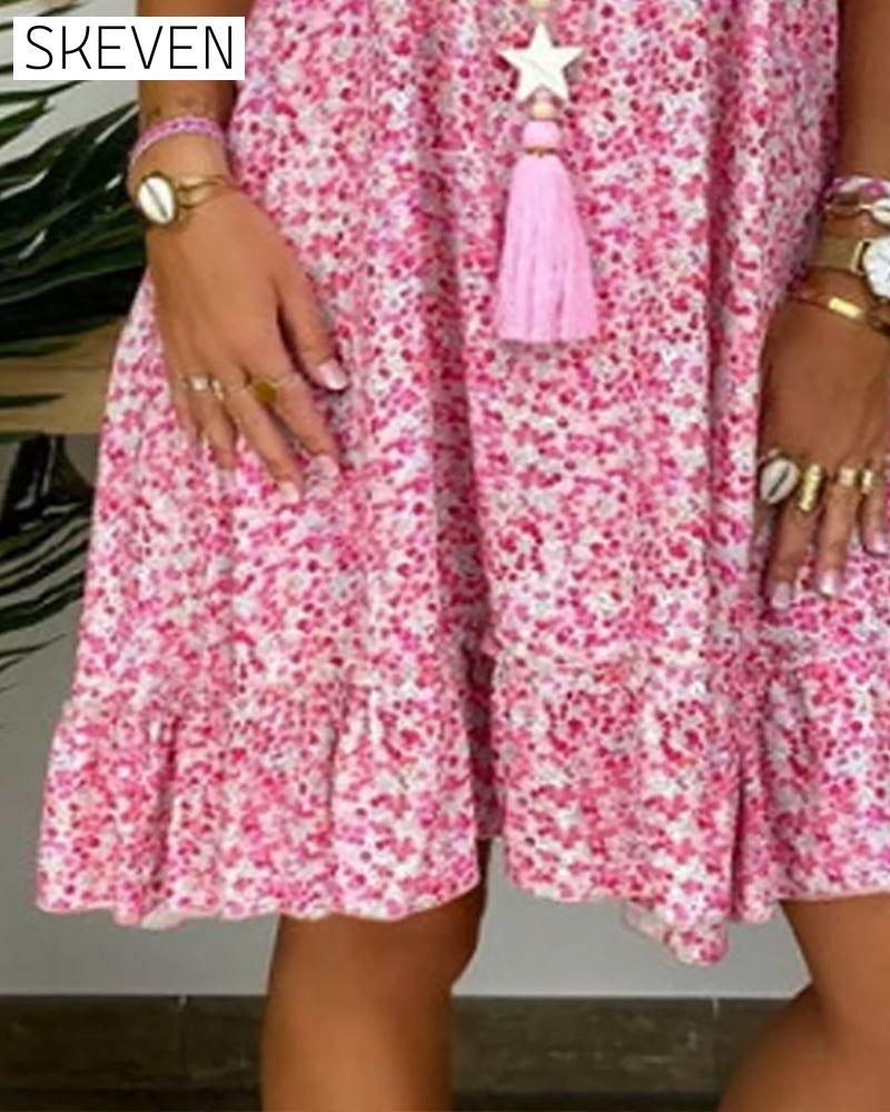 Floral Rrint Ruffle Sleeve Dress 23BF Casual Dresses Clothes Dresses SALE Spring Summer