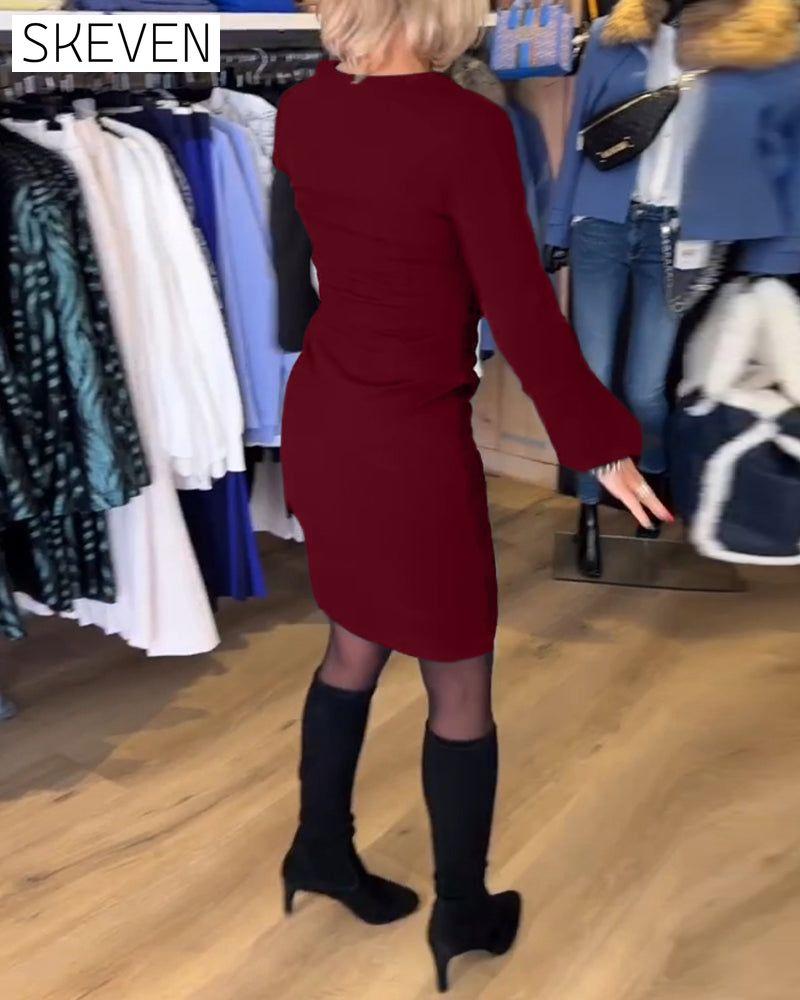 V-neck flare Sleeve dress
