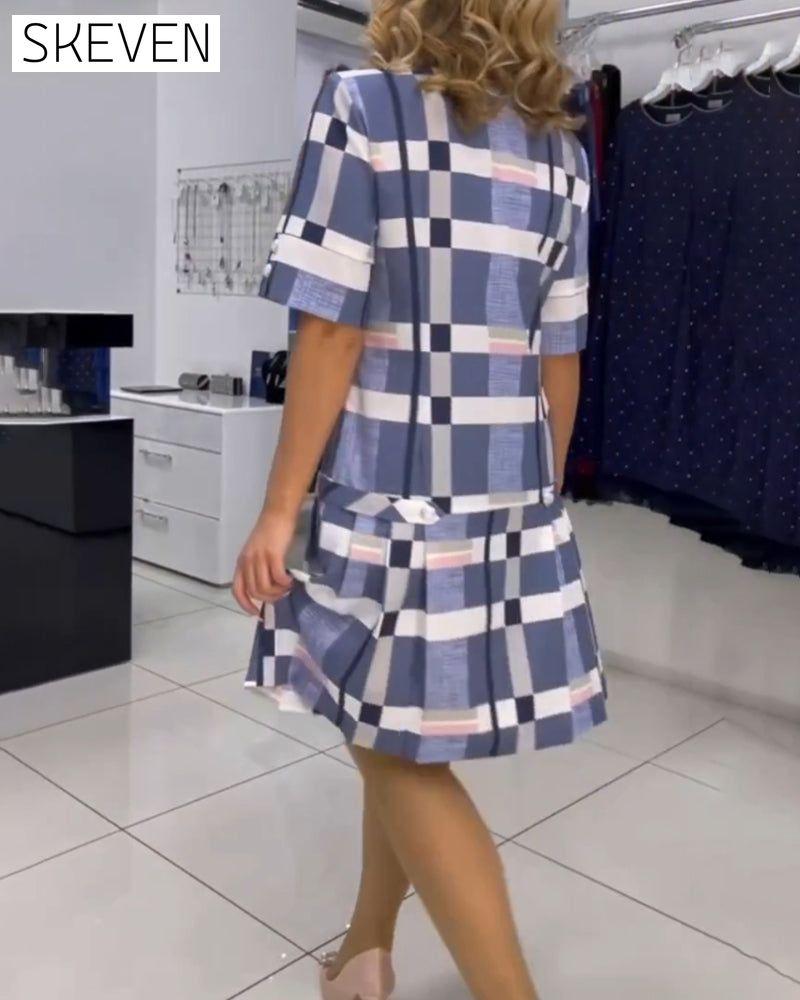 Round neck plaid dress