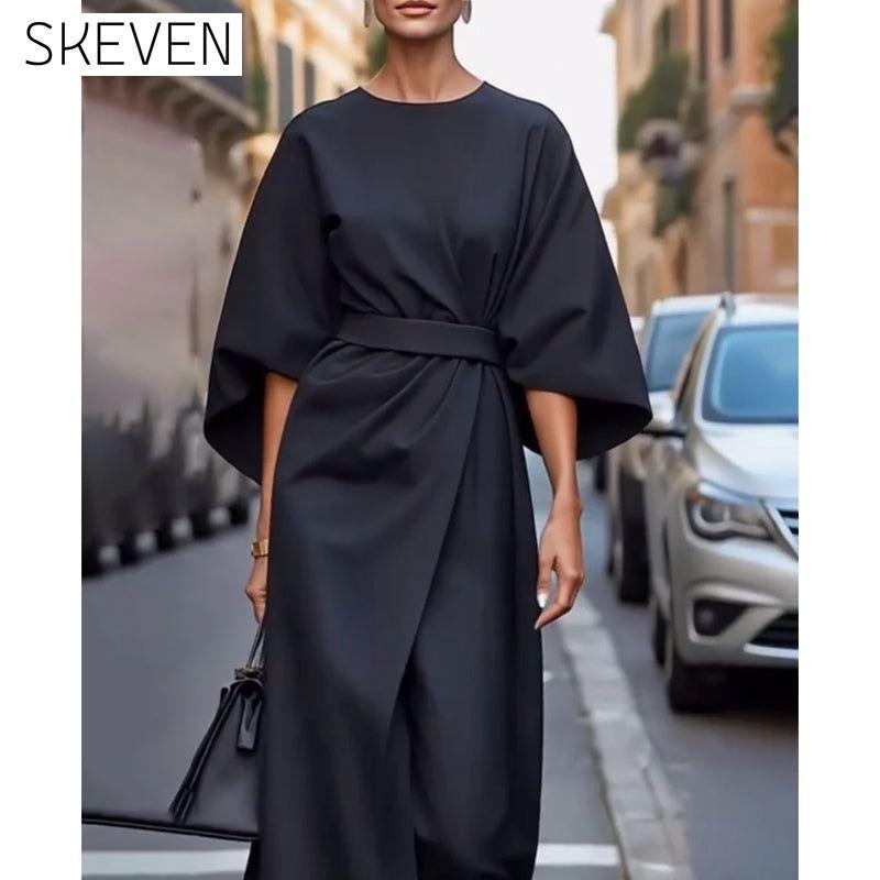 Elegantes Kleid mit Laternenärmeln und Gürtel