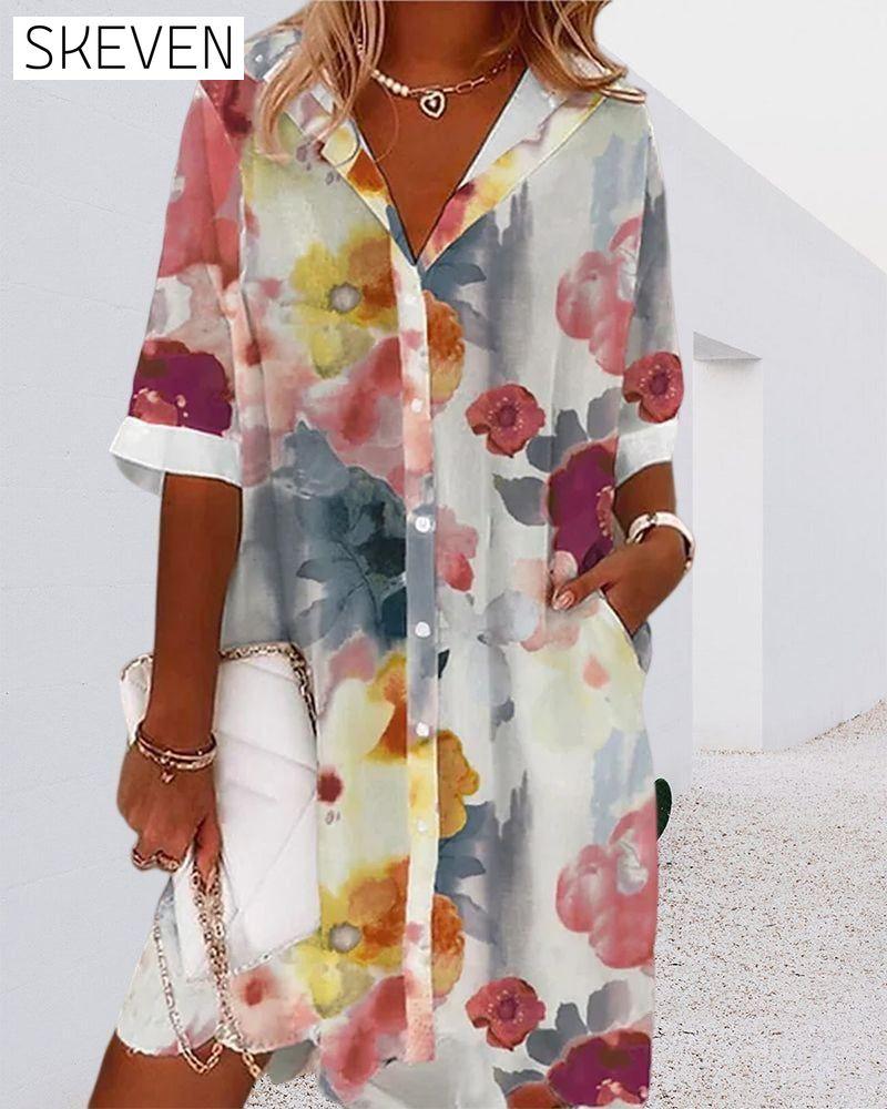 Half-sleeved loose shirt dress 23BF Casual Dresses Clothes Dresses Spring Summer