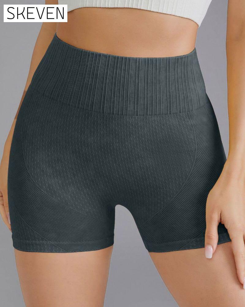 Simple solid color high waist hip shorts