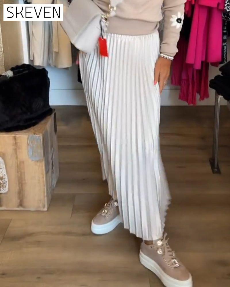 Pleated solid color dress